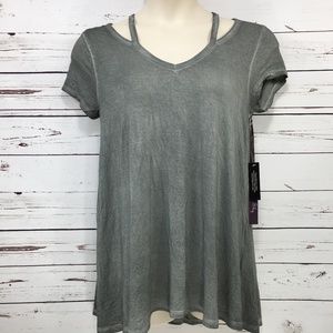 Olivia Sky Cutout Hi-Lo Hem Tee Cold Shoulder Top